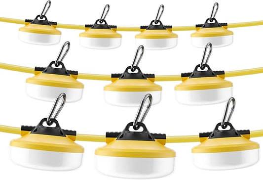 LED Construction String Lights 100FT, 3 Prong, 10000 LM, 5000K LED String Work Lights, 100W Temporary Lighting for Job Site Outdoor Indoor, IP65 Waterproof Temporary Construction Lights, ETL Listed