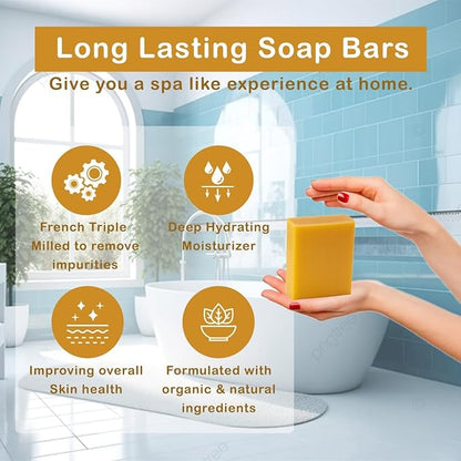 Manuka Honey Scented Natural Soap Bars (5 Bars), 3.5oz Moisturizing French Triple Milled Soap Bars Enriched with Shea Butter - Pure Plant Oil Bath & Body