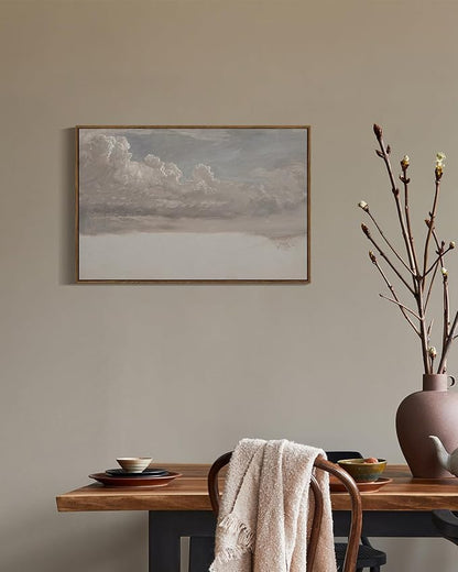 InSimSea Framed Canvas Wall Art Vintage Decor, Home Decor Classical Oil Painting Cloud Study Large Decorations for Living Room, Wall Art for Bedroom Bathroom Gallery, 20"x30"