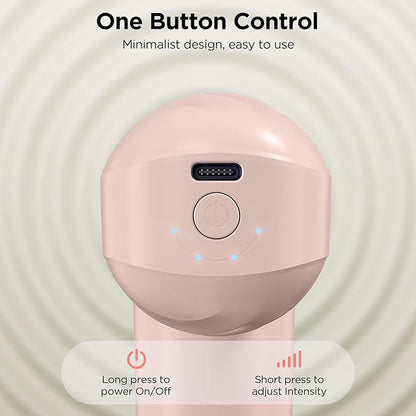 Mini Massage Gun, Powerful Handheld Muscle Massager for Back Pain Relief, Deep Tissue Percussion Small Massage Gun Travel Massager with 4 Massage Heads Silent Brushless Motor, Pink