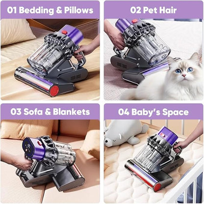 Powerful UV Bed Vacuum Cleaner | Mattress Vacuum Cleaner with Hot Air | 14kPa Suction Power with HEPA Filtration | High-Frequency Tapping & Smart Dust Sensor for Bed, Couch and Fabric Cleaning