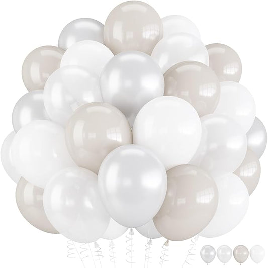 White Balloons, 55 PCS 12 Inch Double Stuffed Pearl White Wedding Balloons for Engagement Proposal Bridal Shower Baby Shower Birthday Party Decorations