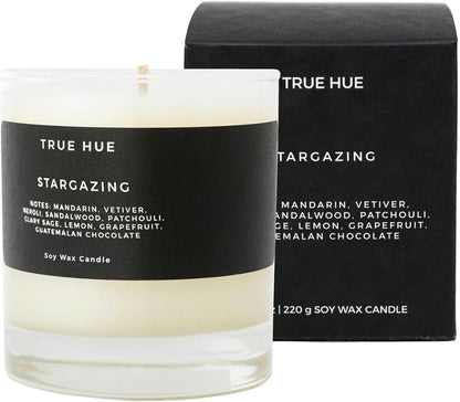 True Hue | Luxury Highly Scented Candle | Premium Soy Wax Blend | 7.75 oz | 40-50 Hour Burn Time | Cotton Wick| Natural Candles | Glass (Stargazing)
