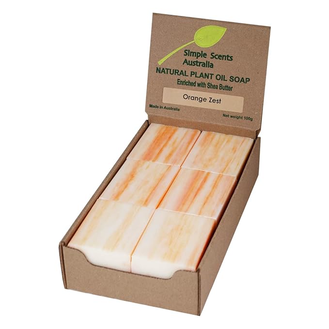 Orange Zest Scented Natural Soap Bars (12 Bars), 3.5oz Moisturizing French Triple Milled Soap Bars Enriched with Shea Butter - Pure Plant Oil Bath & Body Bars