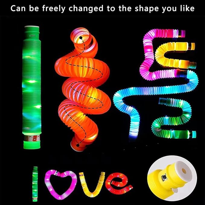 6PCS Multicolor Light Up Glow Necklaces Bracelets Party Favors Accessories for , Glow Sticks Pop Tubes for kids,Glow Birthday Camping Wedding Party Supplies Decorations for Boys Girls