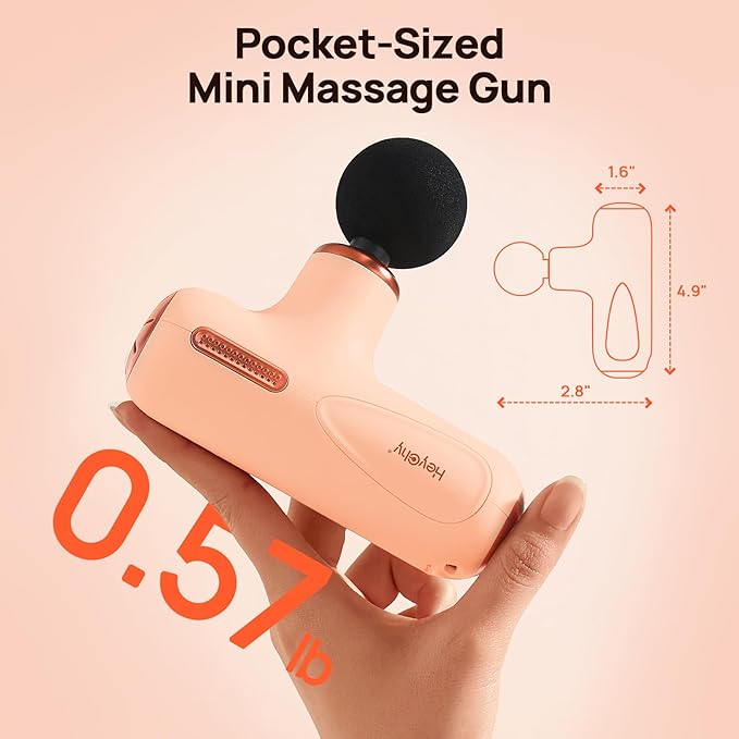 Super Mini Massage Gun Deep Tissue, Muscle Massager Gun with 5-Speed & 4 Heads, Portable Handheld Massager Quiet for Home, Gym, Travel, Office, Gift for Men & Women, Athletes, Cream
