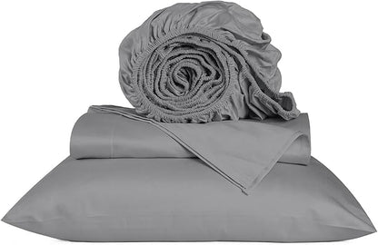 URBANHUT 800 Thread Count Egyptian Cotton Sheets Twin Size, Long Staple Sheets Set for Twin Size Bedding, 3 Pc Bed Sheet Sets, Luxury Hotel Sateen Sheets Fits 16" Deep Pocket - Dark Grey