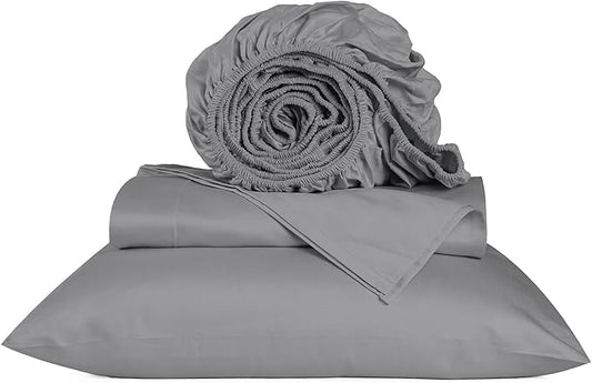 URBANHUT 800 Thread Count Egyptian Cotton Sheets Twin Size, Long Staple Sheets Set for Twin Size Bedding, 3 Pc Bed Sheet Sets, Luxury Hotel Sateen Sheets Fits 16" Deep Pocket - Dark Grey