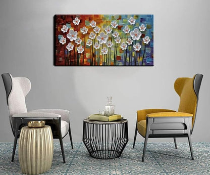 YaSheng Art - 100% Hand painted Art Beautiful colorful Oil Paintings On Canvas Abstract Art Texture Flowers Paintings Home Interior Decor Picture Canvas Wall Art Painting (24x48inch)