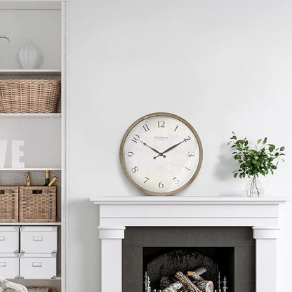 Modern Farmhouse Clock, No Ticking Silent Clock, Modern and Vintage (Light Gray Oak, 12 inch)
