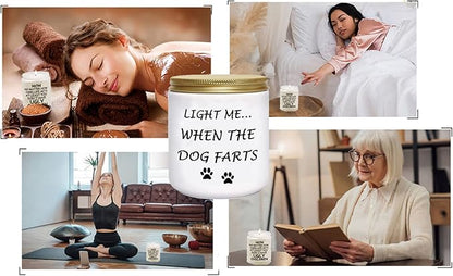 BFJLIFE Funny Gifts for Women Unique Dog Mom Dog Lovers Christmas Birthday Gifts for Her Sister Best Friend Girlfriend Wife Stocking Stuffers Light Me When Farts Lavender Scented Soy Candles