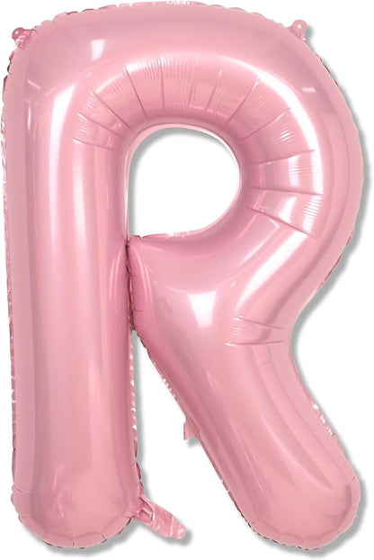 Big Letter Balloon R, 40" Pastel Pink Mylar Helium Alphabet Customize Name Balloon Letters, Self Inflating Baby Pink Foil R Custom Letter Balloon for Girl Women Birthday Party Baby Shower Decoration