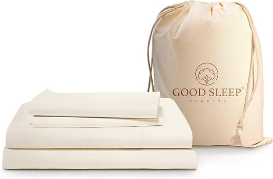 1000 Thread Count Egyptian Cotton Sheets King Size, 4 Pc Luxury Sheets Set, Long Staple 100% Cotton Sheets for King Size Bed, 16" Deep Pocket Hotel Style Sheets, Sateen Sheets King, Ivory