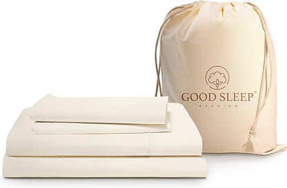 1000 Thread Count Egyptian Cotton Sheets Full Size, 4 Pc Luxury Sheets Set, Long Staple 100% Cotton Sheets for Full Size Bed, 16" Deep Pocket Hotel Style Sheets, Sateen Sheets Full, Ivory