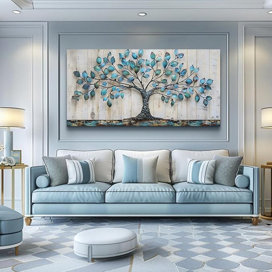 QIYILEXWART Canvas Wall Art For Living Room Large Wall Decor For Office Bedroom Decorations Green Tree Landscape Pictures Abstract Painting Artwork Room Wall Mural Aesthetic Home Decor 30x60 In