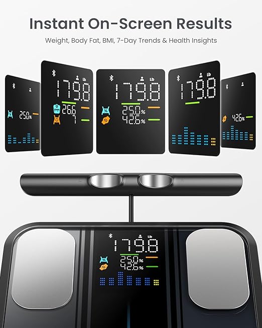 RENPHO Scale for Body Weight and Fat Percentage, Smart Scale with 8 Electrodes Larger Platform, Body Analyzer for BMI, Body Fat, Muscle Mass, High Precision, 400lbs