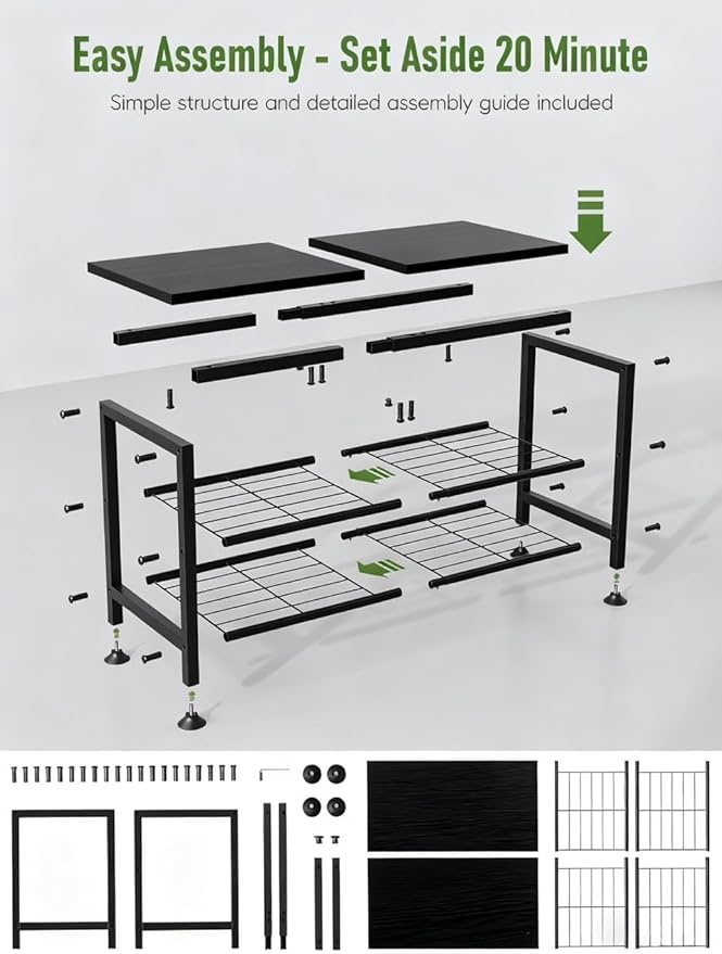 3-Tier Shoe Rack Bench - Entryway Organizer with Shoe Storage, Sturdy Shoe Shelf for Front Door, Small Space Saving Furniture, Black, 27.2" x 12.0" x 15.9"