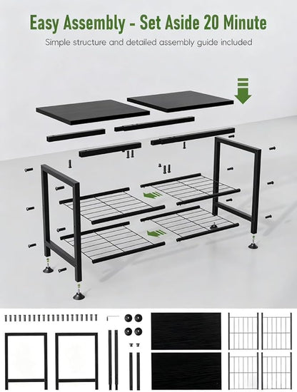 3-Tier Shoe Rack Bench - Entryway Organizer with Shoe Storage, Sturdy Shoe Shelf for Front Door, Small Space Saving Furniture, Black, 27.2" x 12.0" x 15.9"