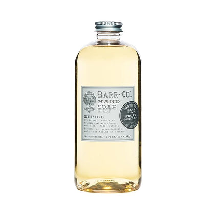 BARR-CO. Sugar & Cream Hand Soap Refill – Sweet Cream, Coconut & Sugar Scent, Natural Liquid Soap for Bathroom & Kitchen, Vegan, Moisturizing, 16 fl oz