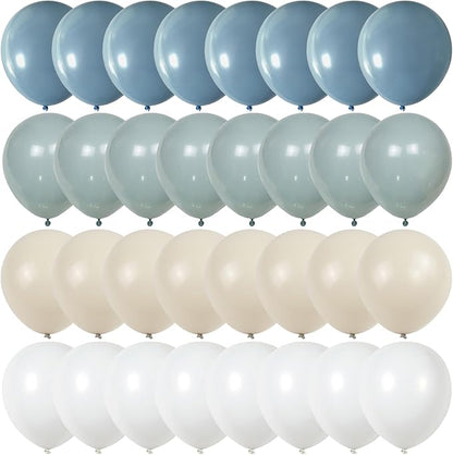 Dusty Blue Balloons, 12 Inch Slate Baby Blue and Sand White Balloons for Boys Baby Shower Bridal Shower Engagement Wedding Birthday Party Decorations