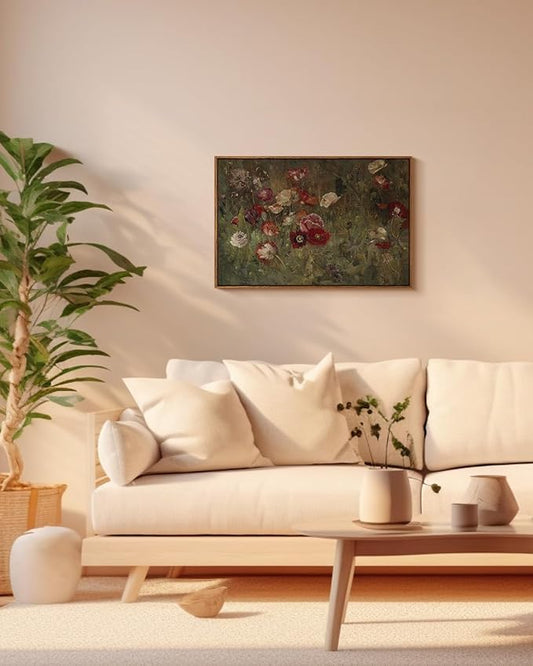 InSimSea Framed Canvas Wall Art Vintage Decor, Flowers Large Wall Art Prints, Flowers Art Modern Farmhouse Decor, Botanical Painting for Office, Bedroom Bathroom Home Decor, 20"x30"