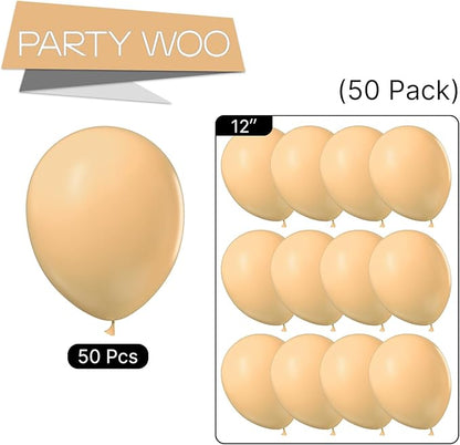 PartyWoo Nude Balloons 50 pcs 12 Inch Beige Apricot Cream Boho Latex Neutral Helium Balloons for Thanksgiving Graduation Baby Shower Boho Theme Birthday Party Decorations Nude-Y103