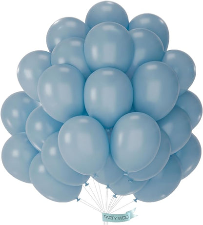 PartyWoo Dusty Blue Balloons 50 pcs 12 Inch Matte Boho Grey Blue Balloons for Graduation Baby Shower Gender Reveal Under the Sea New Born Birthday Party Decorations Blue-F55