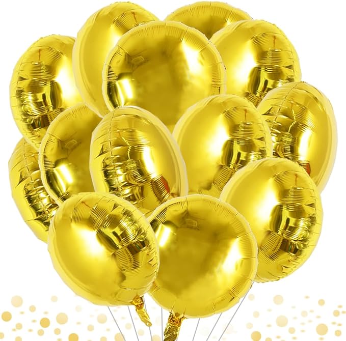 TONIFUL 30Pcs 18 Inch Large Gold Round Shape Foil Balloons Big Gold Circle Helium Mylar Ballons for Birthday Wedding Baby Shower Anniversary Engagement Party Decorations Supplies
