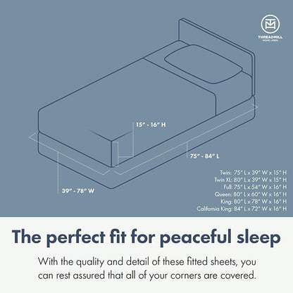 Threadmill 100% Cotton Sheets for Twin XL Size Bed - 600 Thread Count Twin XL Bed Sheets Set with 15” Deep Pocket - Damask Stripe Sateen Weave 3-Piece Bedding Set with Cooling Effect, Ivory