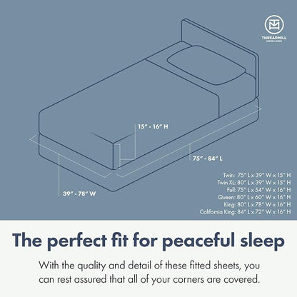 Threadmill 100% Cotton Sheets for Cal King Size Bed - 600 Thread Count Cal King Bed Sheets Set with 16” Deep Pocket - Damask Stripe Sateen Weave 4-Piece Bedding Set with Cooling Effect, Moonrock Grey
