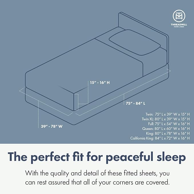 Threadmill 100% Cotton Sheets for Queen Size Bed - 600 Thread Count Queen Bed Sheets Set with 16” Deep Pocket - Damask Stripe Sateen Weave 4-Piece Bedding Set with Cooling Effect, Ivory