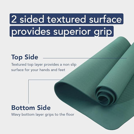Premium Clever Yoga Mat - Extra Long Yoga Mat Suitable For All Yoga Types - Workout Mat For Home Or On The Go - Includes Our Perfect Fit Mat Bag
