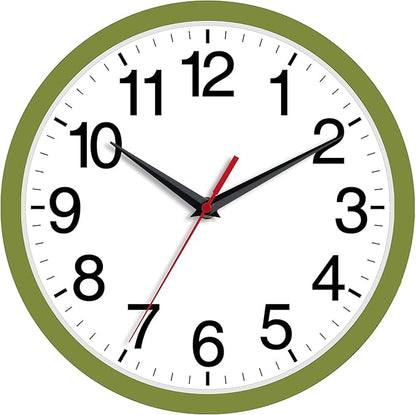 Wall Clock Modern 8 Inch Battery Operated Silent Non Ticking Small Analog Clock Decorative for Bedroom Kitchen Bathroom Office Home (Olive Green)