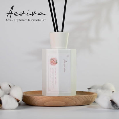 Reed Diffuser Set, Peach Oolong Scented Oil Diffuser, 6.76 fl oz (200 ml) Home Fragrance Diffuser with Reed Sticks, Air Fresheners for Home, Bathroom Shelf Decor