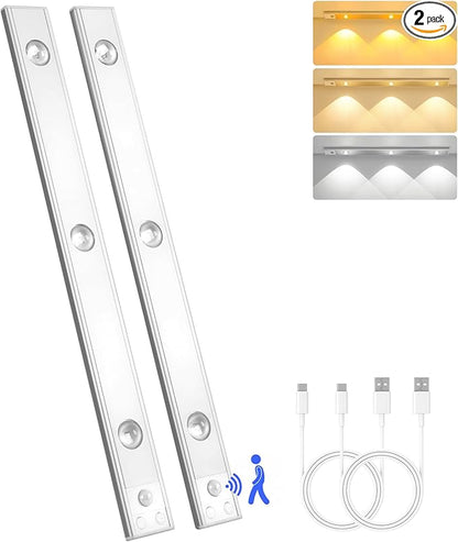 3 LED Under Cabinet Light, Under Counter Dimmable Lighting with Motion Sensor, USB Rechargeable Motion Sensor Light, Cat’s Eye Hill Corrugated Effect, for Display Cabinet, Showcase, Wine Cabinet