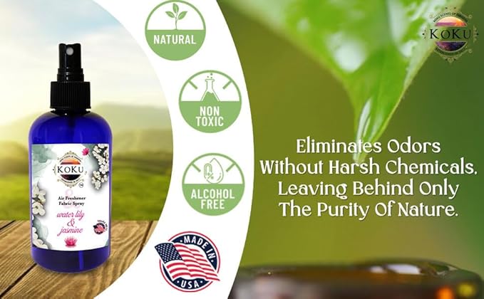 Water Lily Jasmine Air Freshener - Room Spray - Odor Eliminator - Deodorizer - Car Air Freshener - Home Spray - Linen Spray - Fabric Refresher - None Toxic - Alcohol Free - Made in USA (4 Oz)