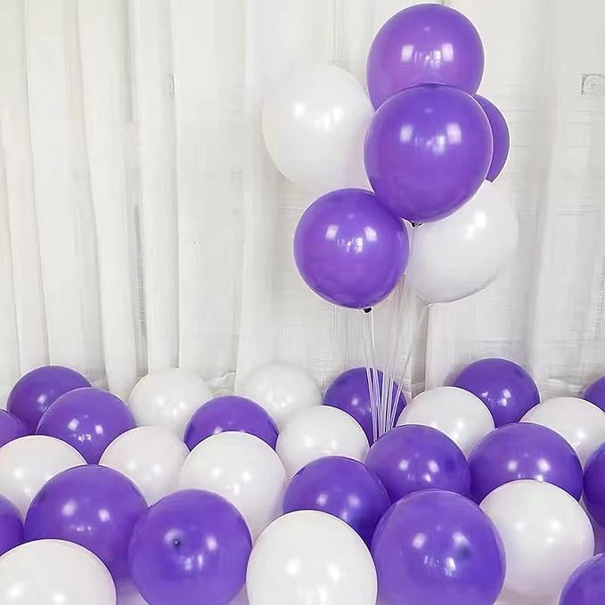 GaesQae Purple Balloons, 100pcs Pearl Purple, 12Inch, Thicker & Stronger, Anti-Sticking Surface, Halloween, Unisex Children & Adults