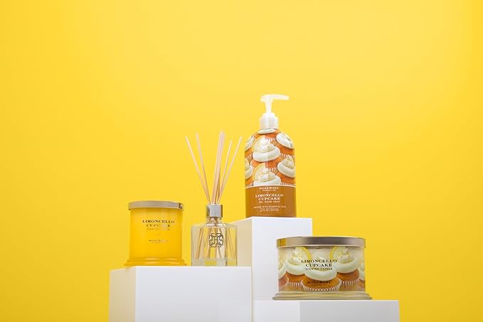 HomeWorx by SLATKIN + CO. Candle- Limoncello Cupcake, 14 oz. 3-Wick Premium Scented Candle - 20-40 Hours Burn Time