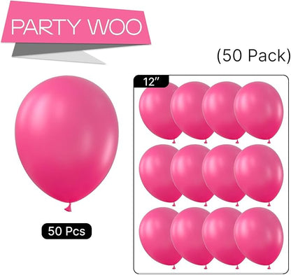 PartyWoo Hot Pink Balloons 50pcs 12 Inch Magenta Fuchsia Balloons for Baby Shower Gender Reveal Engagement Bachelorette Wedding Bridal Shower Anniversary Birthday Party Decorations Pink-Y12