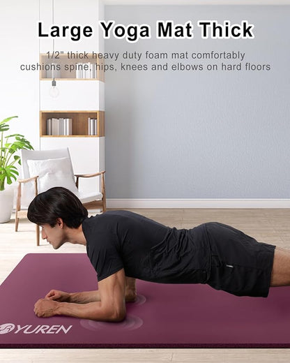 Yoga Mat Thick Wide Yoga Mats for Women Men Large Exercise Mat 78"x35" 1/2 Inch Workout Mat for Home Gym, with Carrying Yoga Bag