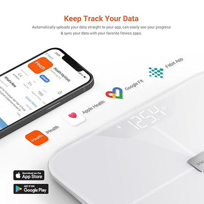 iHealth Nexus Smart Scale for Body Weight Bluetooth, Digital Bathroom Scale Body Fat and Muscle, Body Composition Monitor Health Analyzer for BMI Compatible for iOS & Android Accurate to 0.1lb-White