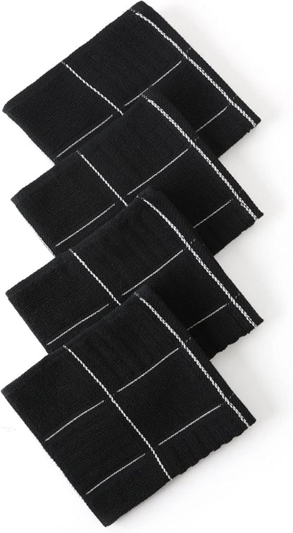 Glynniss Kitchen Towels and Dishcloths Set, Absorbent Dish Towels and Dish Cloths Set for Washing Dishes, Cleaning and Drying Use Pack of 8 (Black)