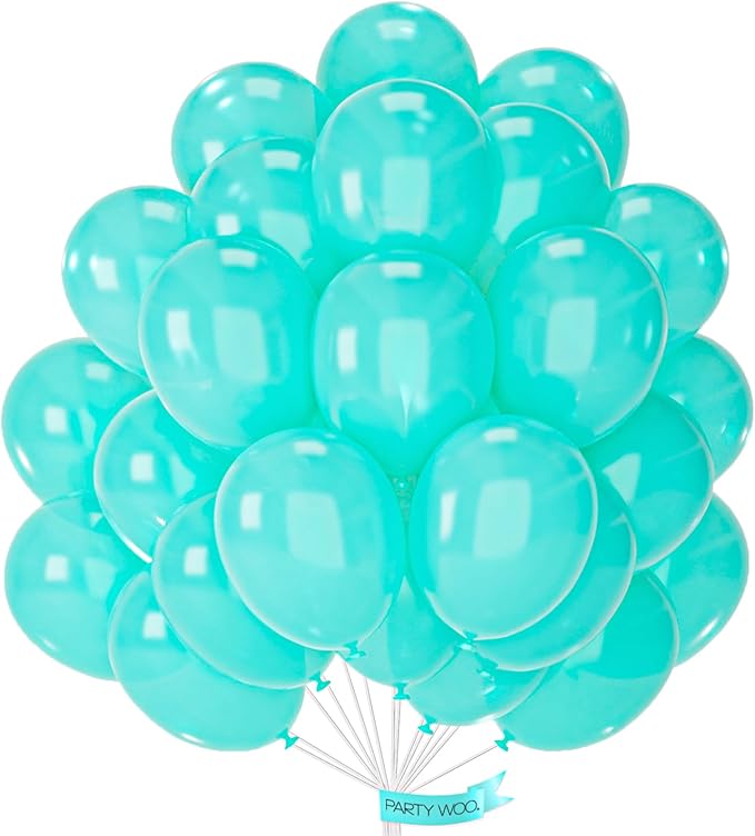 PartyWoo Teal Balloons 50 pcs 12 Inch Pearl Turquoise Aqua Blue Dark Teal Balloons for Graduation Wedding Baby Shower Bridal Shower Gender Reveal Anniversary Birthday Party Decorations Teal-Z13