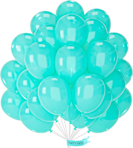 PartyWoo Teal Balloons 50 pcs 12 Inch Pearl Turquoise Aqua Blue Dark Teal Balloons for Graduation Wedding Baby Shower Bridal Shower Gender Reveal Anniversary Birthday Party Decorations Teal-Z13