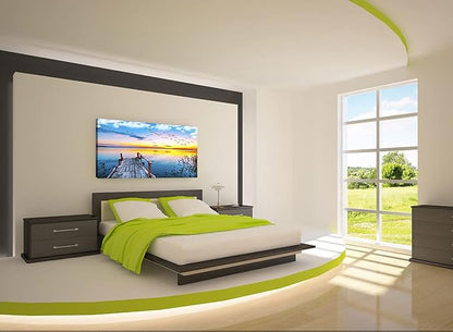 XXMWallArt FC2275 Jetty In The Sunset Lake Wall Art Canvas Prints Painting Nature Pictures Framed Landscape Paintings Canvas Wall Art for Living Room Bedroom Kitchen Home and Office Wall Decor
