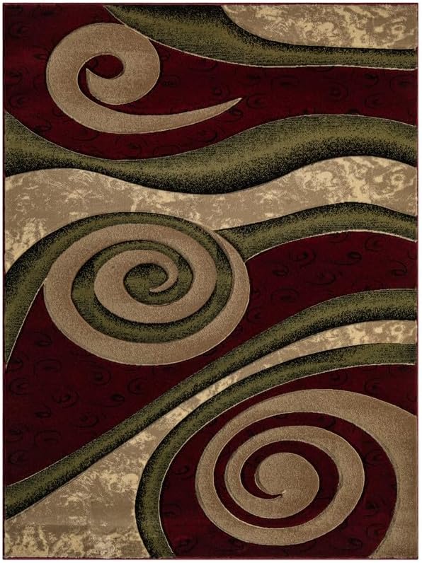Ultra Soft Area Rug Hand Carved - Modern Abstract Design for Indoor Living Room & Bedroom - Stain Resistant, Easy to Clean - (2'7''x7, Burgundy)