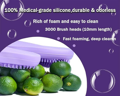 1 pairs Silicone Dishwashing & Pet Grooming Gloves - 2-in-1 Heat Resistant Gloves with High-Density Teeth, Enhanced Five Finger Design for Bathing, Cleaning Dishes, Cars, Dogs & Cats(Purple)