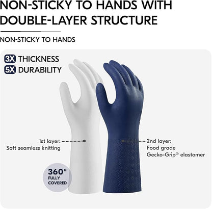 Vgo... 1 Pair Household Cleaning Gloves Infused with Rich Aromas, Long Sleeves Lined Dishwashing Gloves, Kitchen Bathroom Gardening Pet Care (Dark Blue, XL, TP1117)