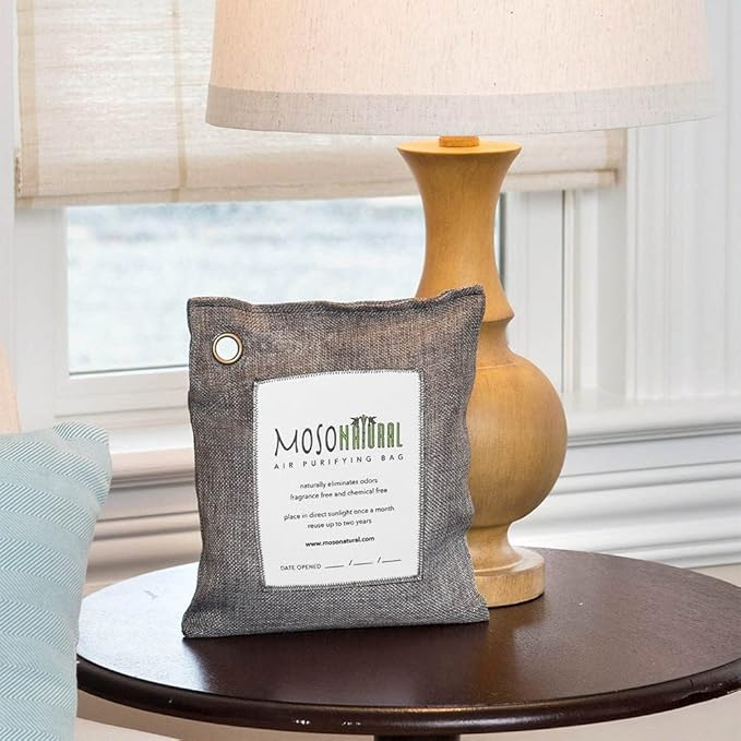 Moso Natural Air Purifying Bag 500g | Premium Bamboo Charcoal Odor Absorber for Home, Bedroom, Kitchen, Basement | Unscented Pet Odor Eliminator | Large Room Charcoal Deodorizer Bag Covers 250sqft