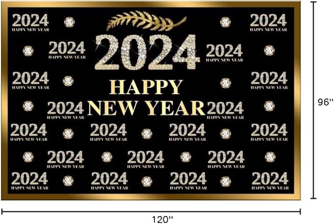Happy New Year Backdrop 10x8ft Fabric 2026 New Year Party Decoration Backdrop NYE Backdrops for Photography